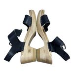 No.6 Black Leather Clog Sandals Wooden Platform Ankle Strap Size 38 US 7.5 Photo 8