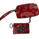 Vera Bradley Wristlet Pouch Wallet 6.5x3 & ID Keychain Pouch Mesa Red Photo 0
