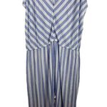 Catherines Cap Sleeve Blue White Striped Nautical Chevron Wide Leg Jumpsuit 32W Photo 1