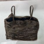 ZARA Gold Silver lurex Metallic Sleeveless Short Crop Top w/Ruffle Front Sz S Photo 5