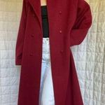 Vtg Natalie Green by Bert Newman Red Double Breasted Wool Long Trench Coat Photo 0