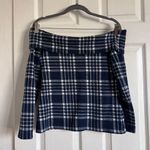 Banana Republic  Plaid Off-Shoulder Shirt - Navy and White Photo 0