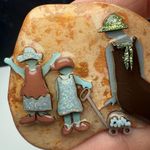 Lady Mom With Two Children Playing Signed Designs By Lucinda Brooch Pin Kids Photo 9