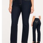 Anita Jeans Womens Dark Wash Straight Leg Bling Embroidered Curvy Fit Size 11 Blue Photo 0