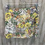 Wildflowers Floral Watercolor Mini Skirt Womens Size Small Spring Yellow Photo 2