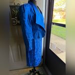 Vintage Horchow blue silk rose monochrome two piece skirt suit, size 10 Photo 4