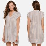 CP Shades  Regina Linen Striped V-Neck Cap Sleeve Pintuck Tunic Dress Blue Size S Photo 1