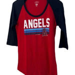 MLB Angels Baseball Womens Medium Round neck 3/4 sleeve 100% Cotton T Photo 0