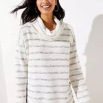 Loft Striped Cowl Neck Top Size XS in Whisper White Pullover Split Hem Sweater Photo 0