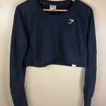 Gymshark  Long Sleeve Black‎ Cropped Sweatshirt Size Large Activewear Streetwear Photo 0