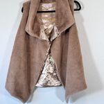 Philosophy  Tan Faux Fur Vest Jacket Womens XS Soft Cabincore Mob Wife Winter Photo 2