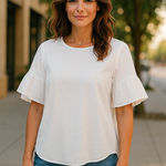 IZOD  Flutter Sleeve Blouse‎ size S Photo 0