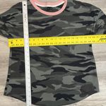 Kensie Green & Black Camo Print with Pink Trim Crew Neck Sweater Medium Photo 7