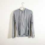 ALBION FIT Albion Zip Up Hoodie Sweatshirt Large Black White Stripe Photo 2