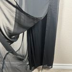 Dessy Collection Black Chiffon Dress Size 2 Square Neck Tie Back Bow Side Slit Photo 6