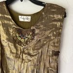 Betsey Johnson VTG Mary Heth New York Renaissance Top Embroidered Brocade Tank M Fairy Gold Photo 1