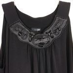 East 5th  Black Sleeveless Shift Dress with Beaded Neckline Photo 2