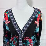 Flying Tomato Flying Tomato Floral Surplice Black Top size S Photo 2