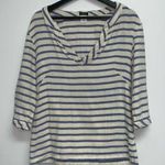 J.Crew Womens Blue White Striped Top Size XS V-Neck Cotton Popover Shirt Photo 0