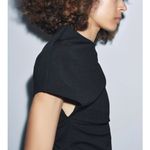 ZARA NWT black ruched asymmetrical shoulder asymmetrical hem top Photo 4