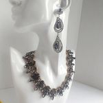 Smokey Grey Rhinstone Necklace Earrings Set Gray Photo 0