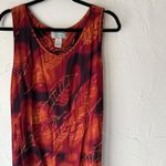 Jane Ashley  Dress Vintage Large Red Orange Leaf‎ Print Fall Sleeveless Maxi Boho Photo 2