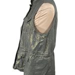 Chico's  Gold Olive Metallic Vest Size M Medium (1) Utility Jacket Linen Cotton B Photo 1