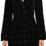 Gianni Bini Black Velvet Mini Wrap Dress Houndstooth Print Long Sleeve Sz XS New Photo 0