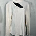 Halogen  Off White Cutout Mock Neck Knit  Long Sleeve Top Size Large NWOT Photo 2