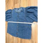 Old Navy Denim Puff Sleeve Button Front Blouse Blue Cotton Size M Photo 7