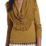 Anthro Angel of the north Fringe Cowl Neck Sweater mustard yellow size small Gold Photo 0