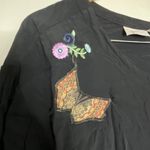 Cut Loose Embroidered Patchwork Butterfly Button Shirt Dress Size 2X Black Photo 2