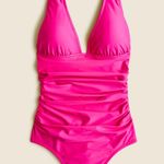 J.Crew Magenta Orchid Ruched V Neck One Piece Swimsuit Sz.12 NWT Photo 1
