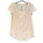 Meadow Rue Anthropologie Laurel Lace Tunic Blouse Women's XS Cream Crochet Boho Photo 2