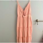 Rue 21  Pink Tiered Maxi Dress Smocked Bodice Tie Front Cami Beach Vacation M Photo 8