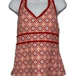 Lands' End  Orange White Red Medallion Tankini Swimsuit Size 8 EUC #2438 Photo 0