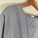 EQL by Kerrits Lucky Horseshoe Cable‎ Equestrian Sporty Preppy Sweater Size XL Gray Photo 4