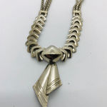 American Vintage Vintage Silver Bow Art Deco Statement Chain Necklace Photo 1