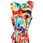Tahari Maxi Dress Floral Print Sleeveless Belted Casual Sundress Photo 1