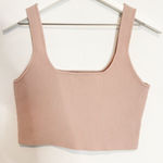 Glassons  Thick Knit Square‎ Neck Cropped Tank Top in Tan Pink Summer Size Large Photo 0