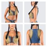 Finesse Lace up Denim Corset Bustier Cassidy Top Blue Size XS Photo 1