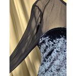 Entro  Velvet Mesh Long Sleeve Gown Maxi Dress Blue Size L Evening Formal Holiday Photo 3