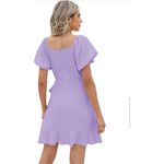 NEW SAMPEEL Square Neck Puff Sleeve Tie Waist Dress 2X White Photo 1