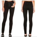 Rag and Bone Lace-Up Skinny High Rise Jeans Black Coal Size 26 Photo 1