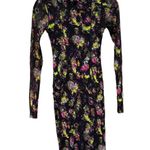 Jean Paul Gaultier Soleil Fuzzi Black Floral Print Mesh Bodycon Dress Medium Photo 1