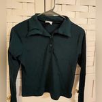 Livi Cute Dark Green Long Sleeve Button Shirt Collared Cute Photo 0