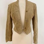 Vintage blazer cropped suede leather boho jacket Tan Photo 0