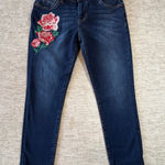 Kut From The Kloth NWT KUT from‎ the Kloth Katy Boyfriend Petite Embroidered Rose Jeans Crop Size 0 Photo 0
