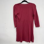 Garnet Hill  Burgundy Fax Wrap Fit & Flare 3/4 Sleeve Mini Dress Womens S Casual Photo 6