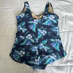 Swimsuits For All Womens 16 Floral Blue One Piece Padded Swim Dress Bathing Suit Photo 3